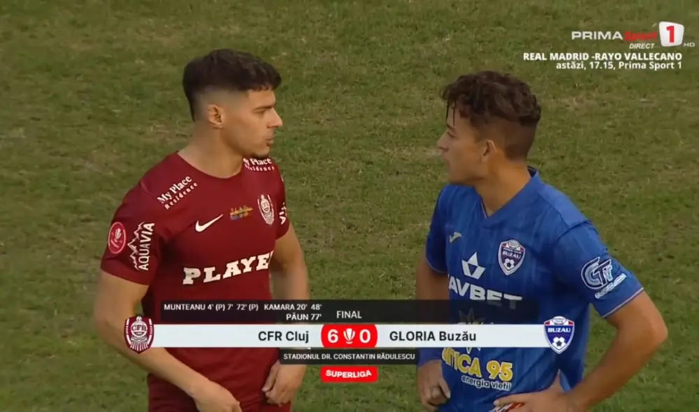 Cristian Benavente fue titular por primera vez con el Gloria Buzau. Foto: captura de Cristian Hinostroza/X