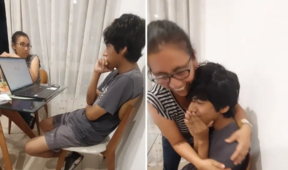 Después de ingresar, el joven llamó a un familiar para comentar su logro. Foto: Composición LR/ TikTok