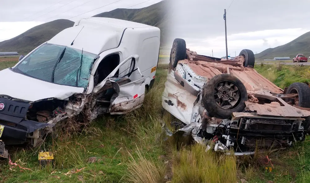 Uno de los autos quedó totalmente volteado tras el impacto. Créditos: Serenazgo de San Miguel.