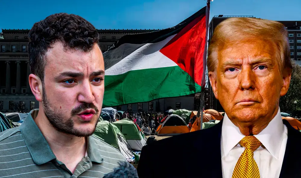 Donald Trump calificó a Mahmoud Khalil como un estudiante extranjero radical pro-Hamas en el campus de la Universidad de Columbia, según Fox News. Foto: Composición LR/El País/CNN/The Intercept