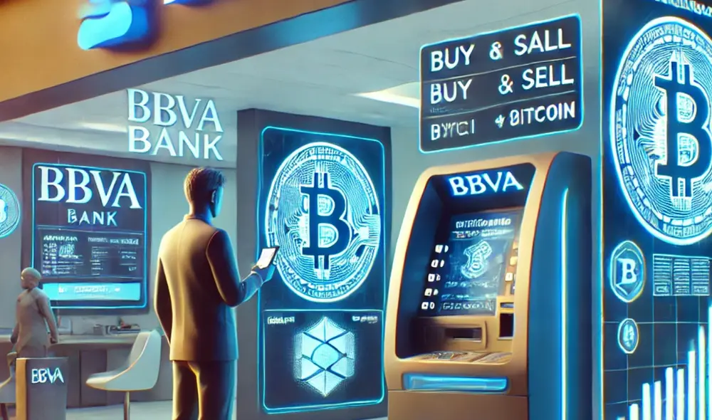 BBVA se una a la carrera de las criptomonedas en la banca. Foto: DALL-E/Dax Canchari