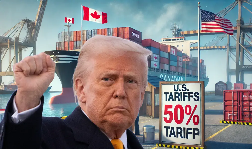 El aumento de aranceles anunciado por Trump responde a los impuestos que aplicó Canadá tras gravámenes anteriores. Foto: composición LR / AFP / IA El aumento de aranceles anunciado por Trump responde a los impuestos que aplicó Canadá tras gravámenes anteriores. Foto: composición LR / AFP / IA