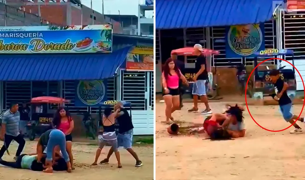 Hombre interviene en la pelea campal con un machete y amenaza de muerte a las personas que se encontraban en el lugar. Foto: composición LR