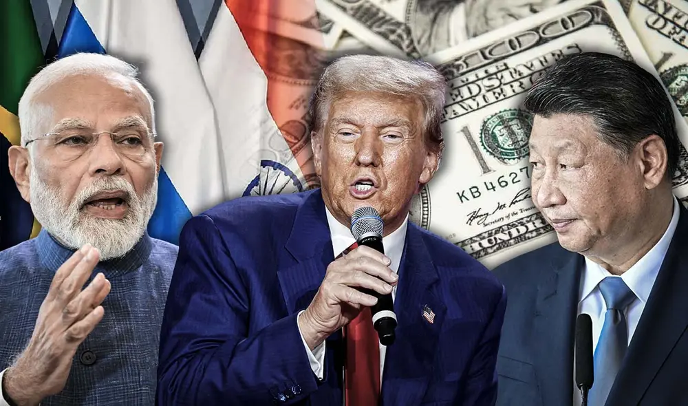 Las diferencias dentro de los BRICS se intensifican ante la propuesta de reducir el uso del dólar en el comercio internacional. India rechaza debilitar la moneda estadounidense. Foto: composición LR/AFP