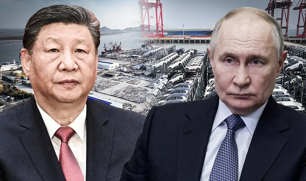 Mientras Putin busca proteger la industria nacional, Xi Jinping enfrenta el reto de mantener las exportaciones chinas, que representan el 63 % del mercado ruso. Foto: composición LR/AFP