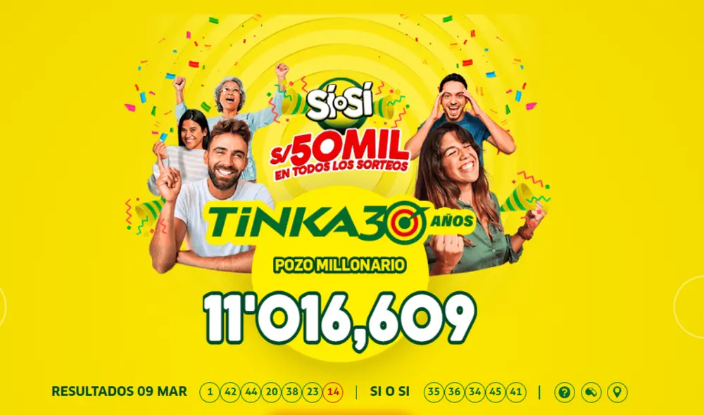 Resultados de la Tinka del miércoles 12 de marzo. Foto: La Tinka