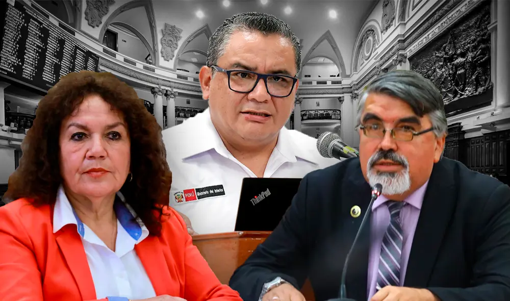 María Acuña y Alex Paredes blindan a ministro Juan José Santiváñez. Foto: composición La República