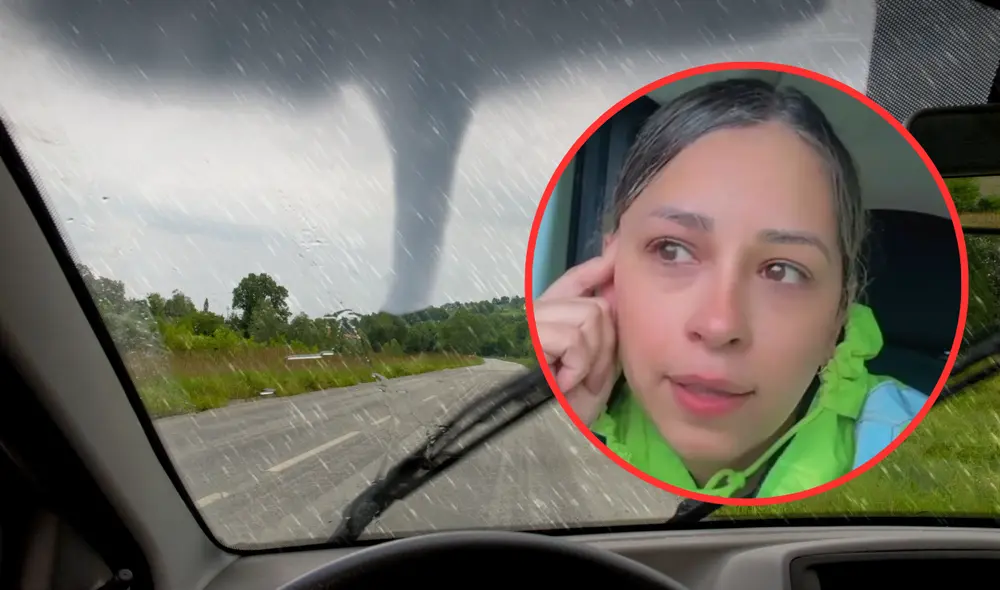Jeanicmar Rangel grabó el aterrador paso del tornado desde su camioneta. Foto: composición LR/Univisión