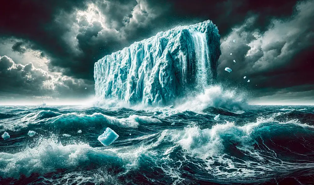 El derretimiento del hielo podría debilitar la corriente oceánica más fuerte de la Tierra para 2050, según estudio. Foto: ChatGPT IA