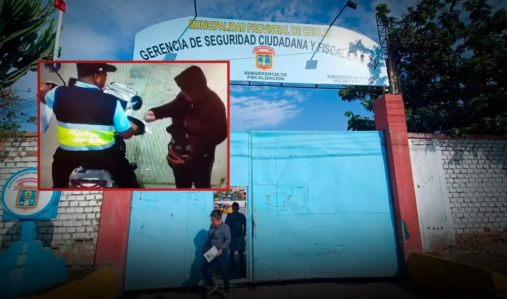 Policía municipal es captado recibiendo presunta coima en Chiclayo. Foto: Composición LR