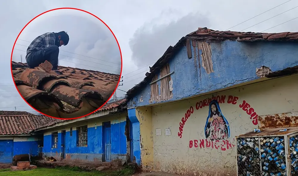 Colegio de Choquepata sufrió daños por lluvias y un reciente sismo. Foto: Luis Álvarez - La República