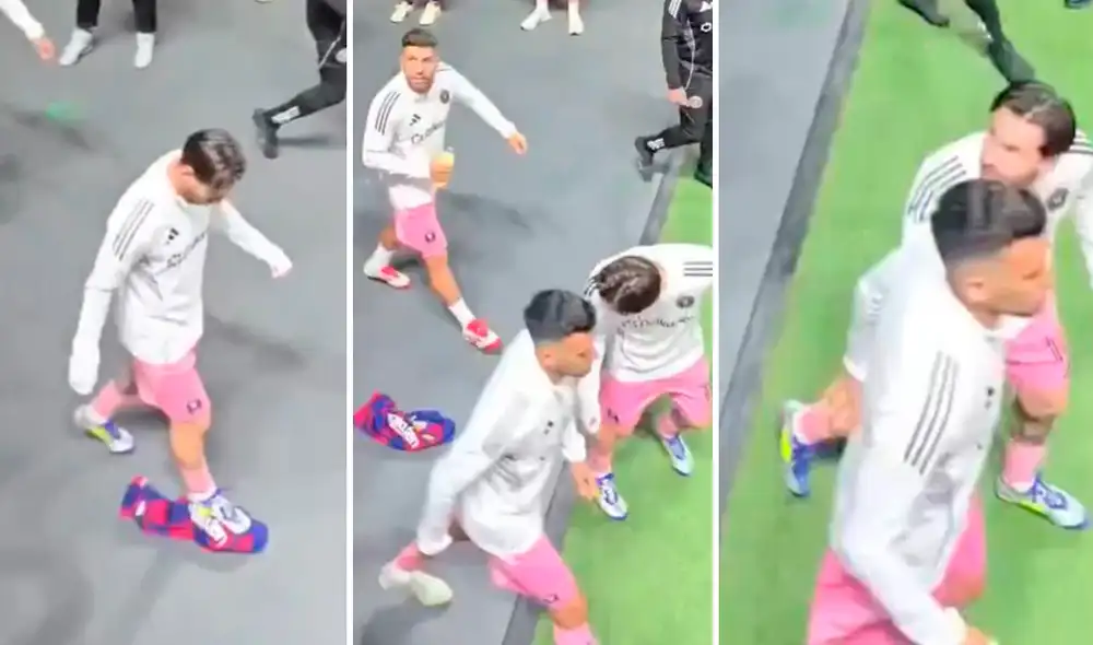 En un primer momento, Lionel Messi no se dio cuenta de lo que había pasado. Foto: composición de LR/captura de Real Madrid fans/X