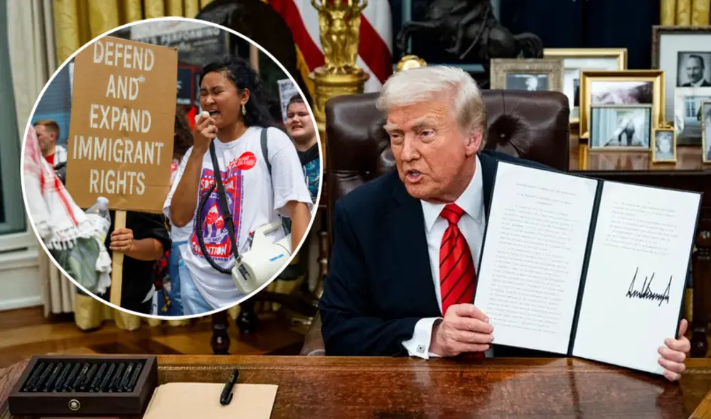 Una orden ejecutiva de marzo establece el inglés como idioma oficial, pero no restringe el uso del español. Foto: composición LR/EFE/Wisconsin Watch Una orden ejecutiva de marzo establece el inglés como idioma oficial, pero no restringe el uso del español. Foto: composición LR/EFE/Wisconsin Watch