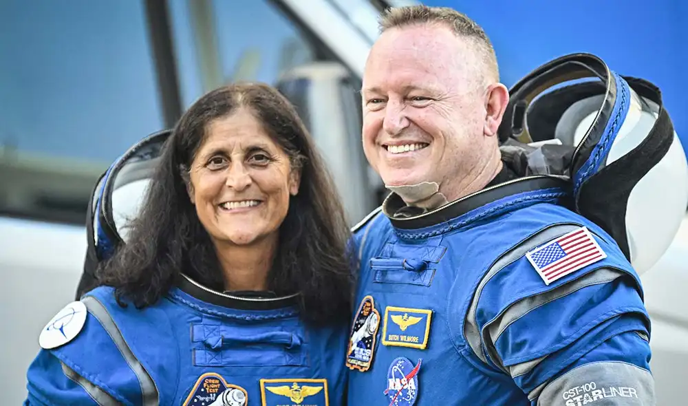Suni Williams y Butch Wilmore, astronautas de NASA, iniciaron una misión de ocho días a la Estación Espacial Internacional, que se extendió a nueve meses debido a fallos del Boeing Starliner. Foto: AFP