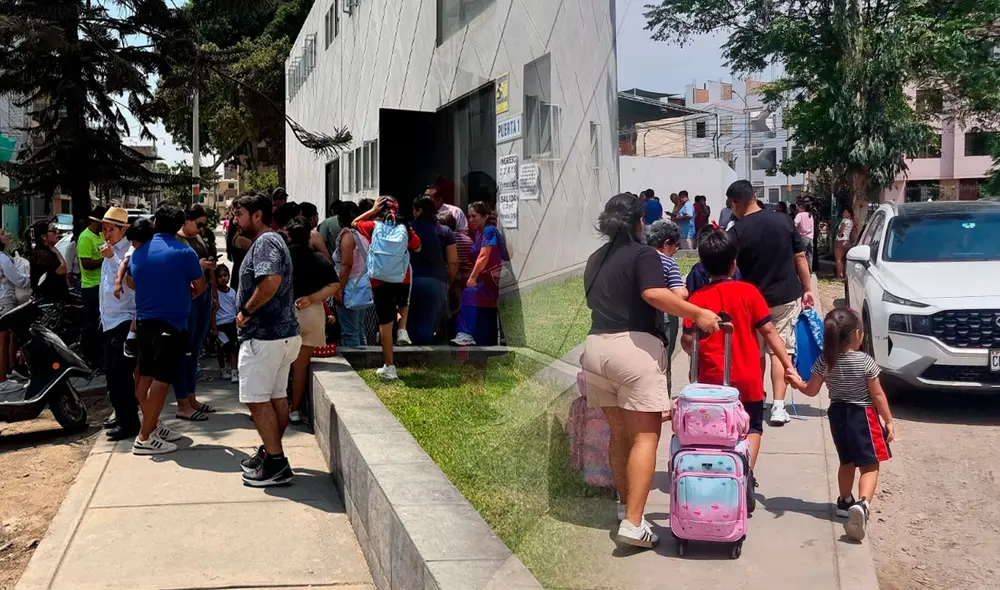Padres se aglomeraron en la puerta principal del centro educativo. Foto: composición LR