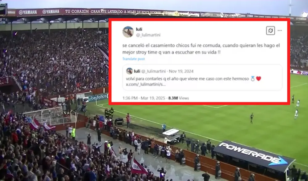 Una hincha del Club Lanús se volvió viral al relatar cómo descubrió la infidelidad de su pareja justo antes de su casamiento. Foto: composición LR/Difusión/Captura