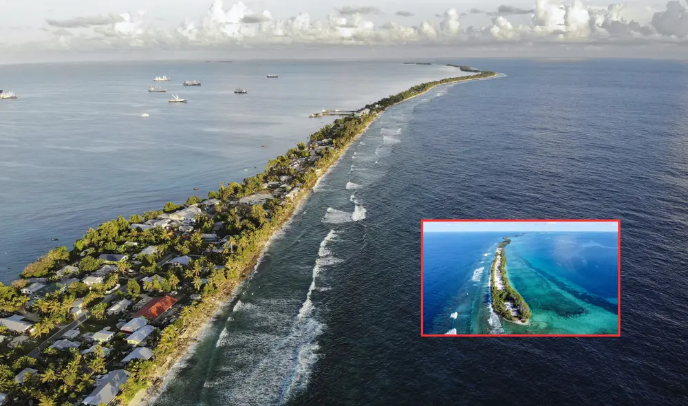 Tuvalu se encuentra en una situación crítica debido al aumento del nivel del mar causado por el cambio climático. Foto: composición LR/El Mundo/National Geographic