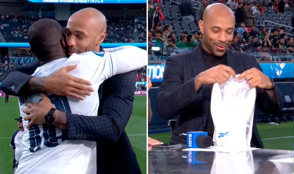 Thierry Henry se enfrascó en un fuerte abrazo con Cecilio Waterman. Foto: composición LR/ESPN FC