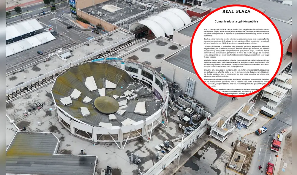 A un mes de la tragedia en Real Plaza Trujillo, empresa evita asumir responsabilidades en el suceso. Foto: composición LR/Agenda.pe