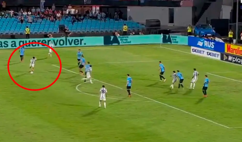 Thiago Almada abrió el marcador en el partido entre Argentina y Uruguay por las Eliminatorias. Foto: captura/Tyc Sports