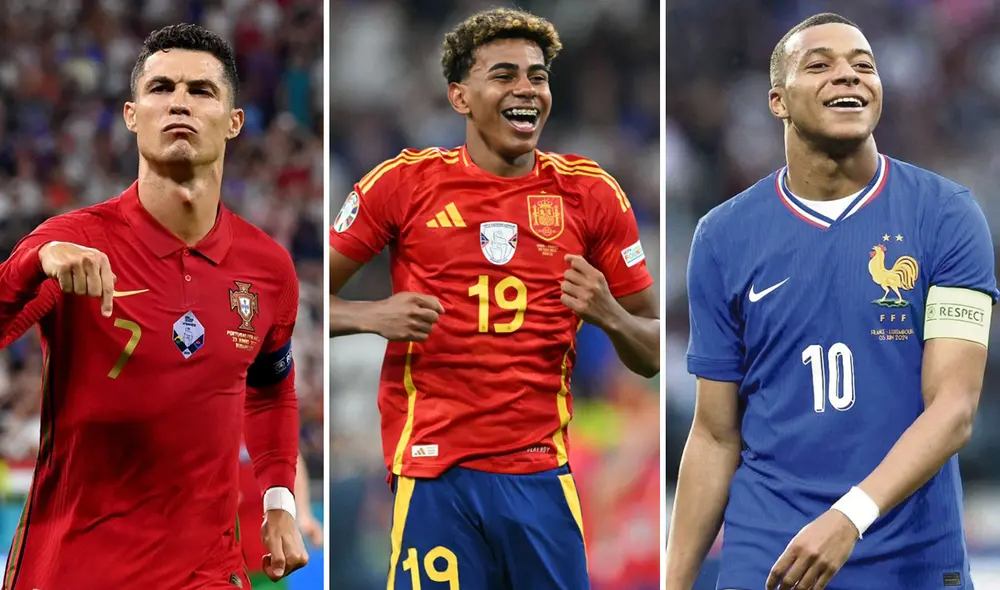 Las eliminatorias de la UEFA contarán con la presencia de estrellas como Cristiano Ronaldo, Lamine Yamal y Kylian Mbappé. Foto: composición de LR/AFP