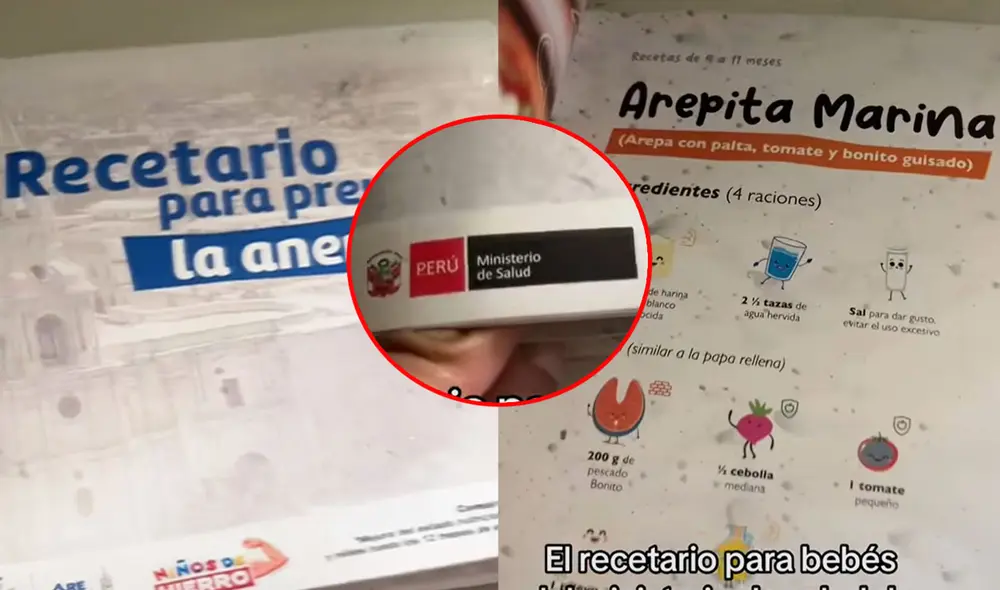 Inclusión de la arepa y el pabellón criollo en recetario para prevenir la anemia. Foto: composición LR/ TikTok