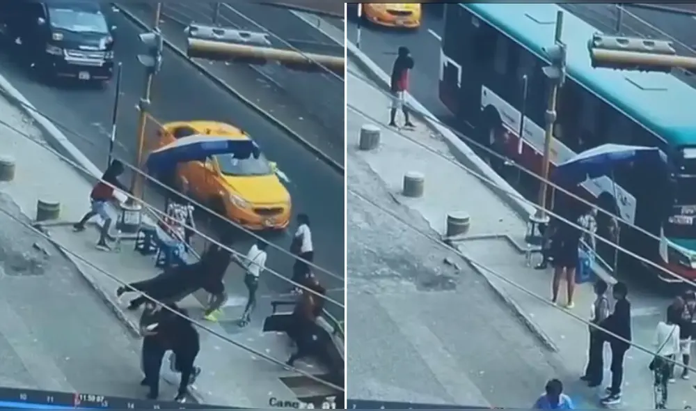 Las imágenes mostraron que hombre apareció y atentó contra la mujer que estaba sentada. Foto: Difusión