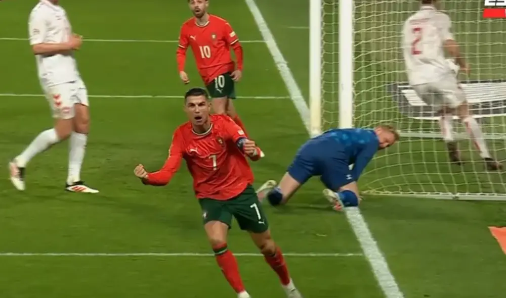 Cristiano Ronaldo se reivindicó tras fallar un penal en el primer tiempo. Foto: captura/ESPN