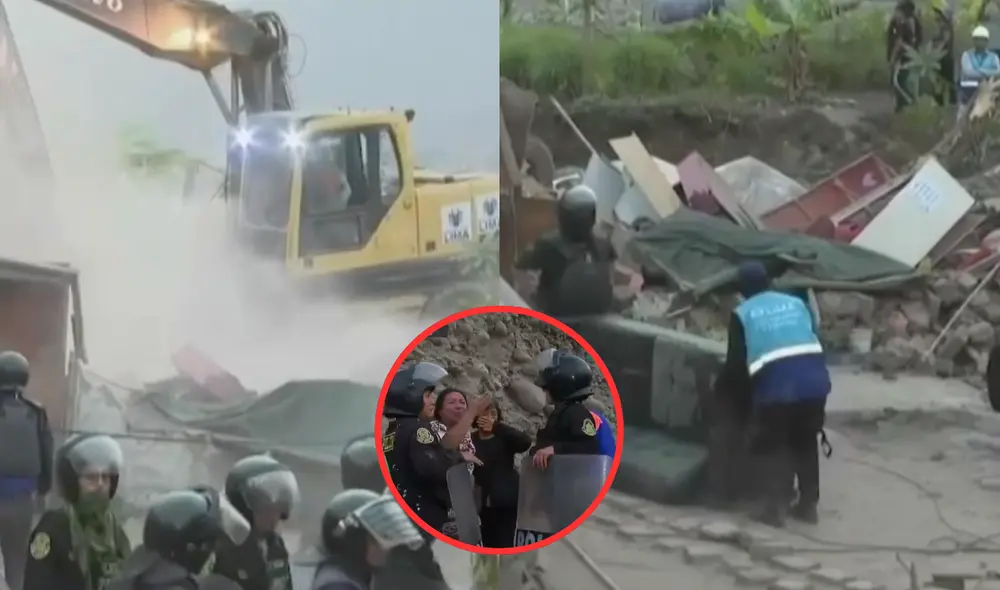 Varias familias son desalojadas de sus hogares en horas de la madrugada. Foto: composición LR / captura América Noticias