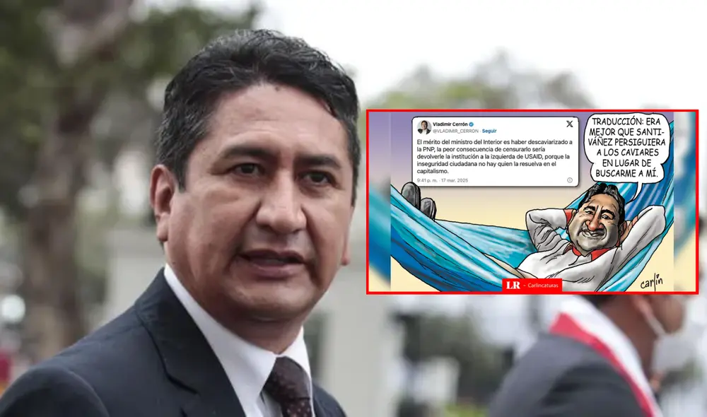 Carlincatura de hoy sobre Vladimir Cerrón. Foto: Composición/LR