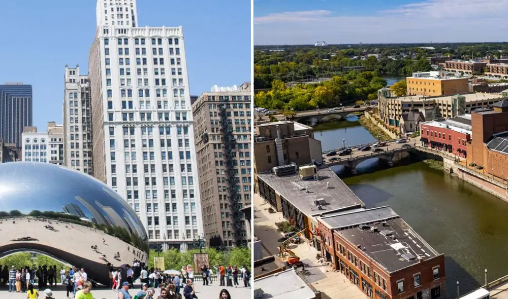 Ambas ciudades ubicadas en Illinois ofrecen paisajes extraordinarios, además de otros factores claves que miden la felicidad de sus residentes. Foto: composición LR, Aurora Area, Visit the USA.