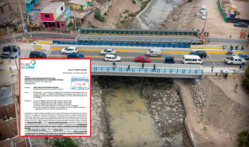 Rutas de Lima indicó que desde el 2014 vienen notificando a la Municipalidad de Lima sobre el mal estado de los puentes. Foto: composición LR/Andina.