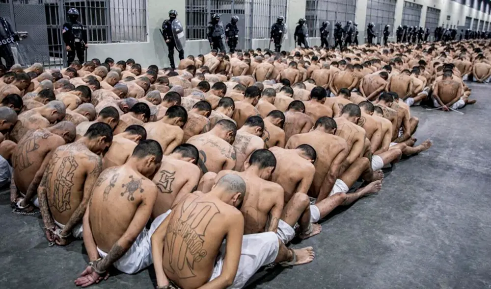 Actualmente, hay entre 10.000 y 20.000 individuos que se encuentran recluidos en el Cecot de El Salvador. Foto: difuasión
