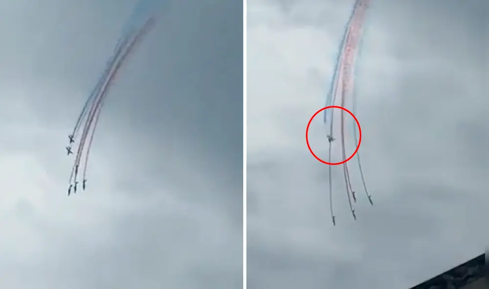 Dos Alpha Jet de la Patrulla de Francia dedicada a vuelos de exhibición sufrieron este choque. Foto: Composición LR/NMás