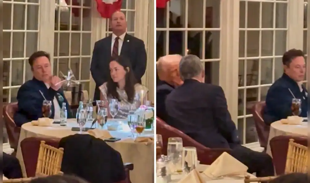 En el vídeo se ve a Trump conversando con otra persona en unas sillas. Foto/Video: Composición LR/@DaoKwonDo vía Storyful