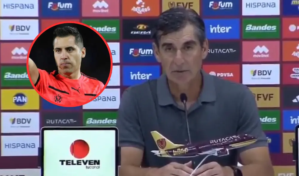 El DT de Perú habló sobre la polémica con el árbitro chileno tras el duelo ante Venezuela. Foto: Composición LR/ captura de Movistar Deportes