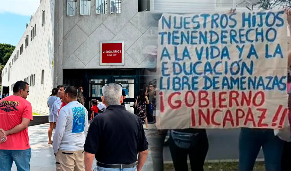 Plantón. Padres de familia precisaron que los docentes también reciben amenazas individuales. Los extorsionadores conocen sus rutinas diarias y sus datos personales. Foto: LR Plantón. Padres de familia precisaron que los docentes también reciben amenazas individuales. Los extorsionadores conocen sus rutinas diarias y sus datos personales. Foto: LR