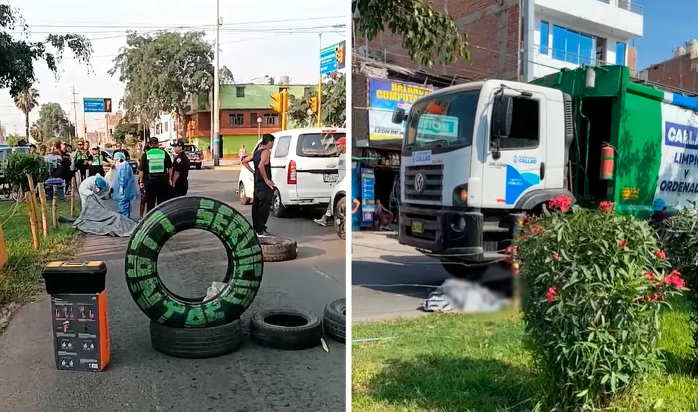 Los restos del adulto mayor terminaron bajo las ruedas delanteras del vehículo de carga pesada. Foto: composición LR/difusión