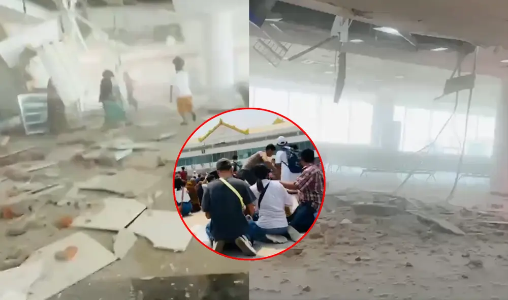 Techo del Aeropuerto Internacional Mandalay colapsó ante terremoto de Tailandia. Foto: composición LR/X/ Historiente Techo del Aeropuerto Internacional Mandalay colapsó ante terremoto de Tailandia. Foto: composición LR/X/ Historiente