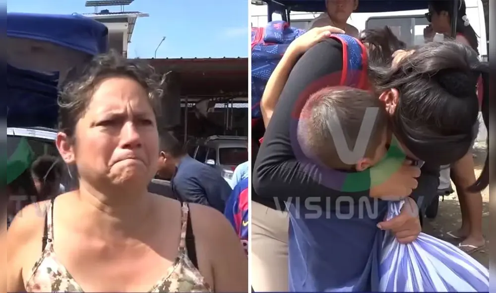 Menores rompieron en llanto al no querer alejarse de las mujeres que los criaron como sus madres en Jaén. Foto: composición LR/Visión TV