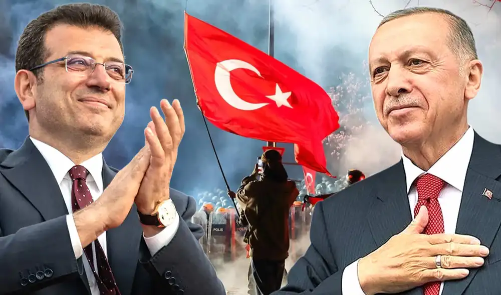 Las protestas estallaron tras el arresto y encarcelamiento del alcalde de Estambul, Ekrem Imamoglu, principal opositor de Erdogan. Foto: Composición LR.