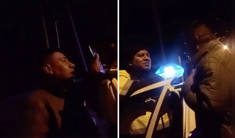 Expolicía fue intervenido en plena vía pública bebiendo licor, en Arequipa. Foto: Leonela Aquino/composición La República