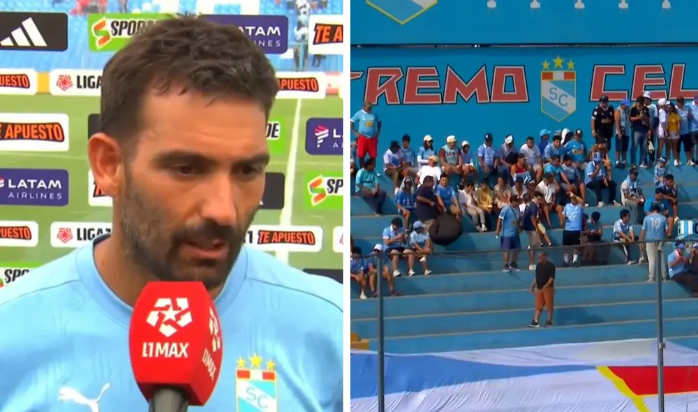 Martín Cauteruccio agradeció a los hinchas de Sporting Cristal que sí pudieron asistir al estadio y pidió que sigan apoyando. Foto: composición de LR/captura de L1 Max