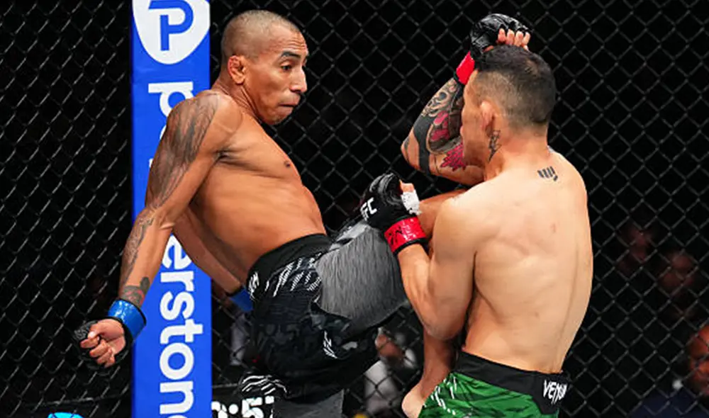Kevin Borjas (short gris) le propinó a Luis Ronaldo Rodríguez su primera derrota en UFC. Foto: MMA Latinoamérica/X
