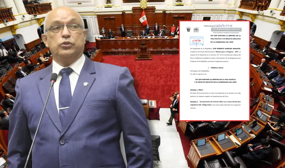 El congresista Luis Kamiche de APP presentó el PL que busca castigar a candidatos políticos que mientan durante sus campañas electorales. Foto: composición LR
