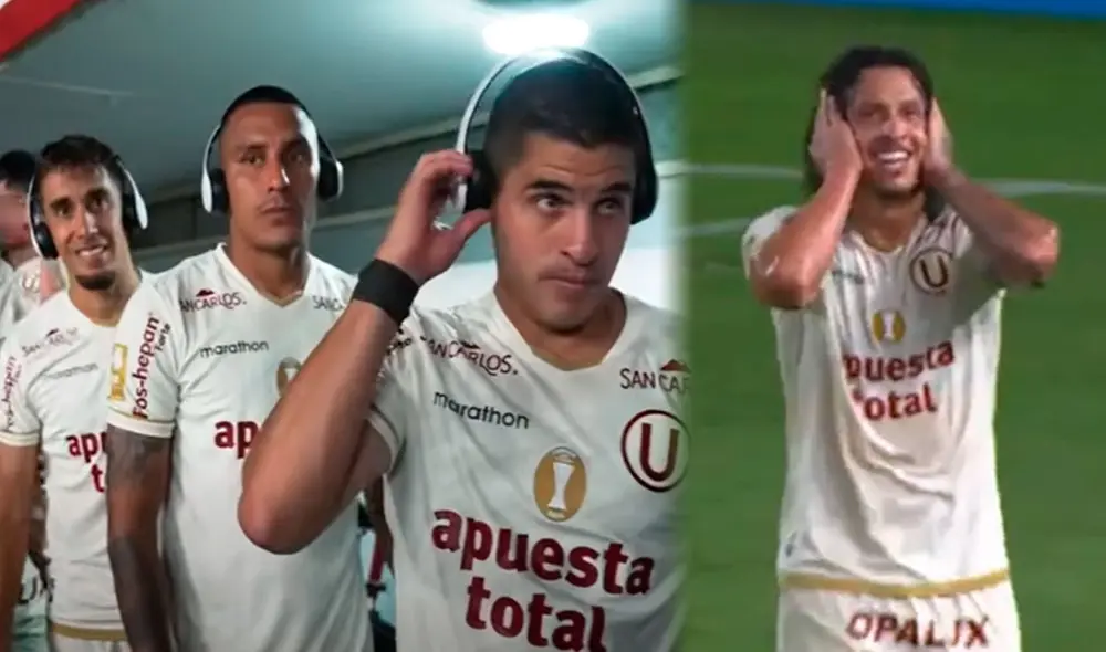 En el partido contra Sport Huancayo, los jugadores de la ‘U’ ingresaron al campo usando audífonos, en un gesto de solidaridad con las personas autistas. Foto: composición LR/ YouTube/ Gol Perú