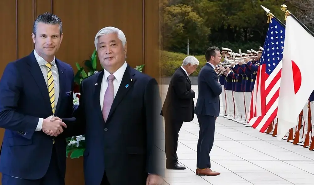 Pete Hegseth se reunió con Gen Nakatani, en Tokio, este 30 de marzo. Foto: composición LR / EFE