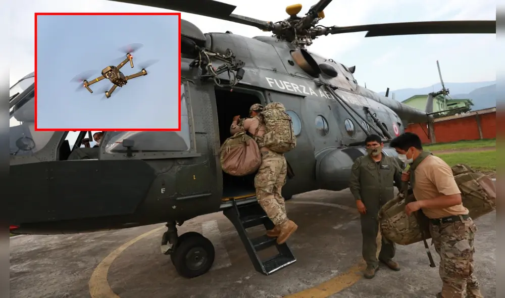La Fuerza Aérea del Perú intercepta un dron que capturaba imágenes de áreas restringidas en una base de Ica. Foto: composición LR La Fuerza Aérea del Perú intercepta un dron que capturaba imágenes de áreas restringidas en una base de Ica. Foto: composición LR