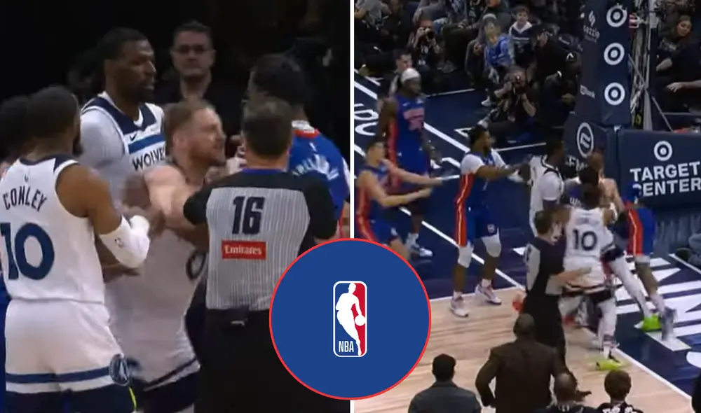 Un altercado fuerte ocurrió en pleno partido de la temporada regular de la NBA entre los Detroit Pistons y los Minnesota Timberwolves. Foto: composición LR/YouTube