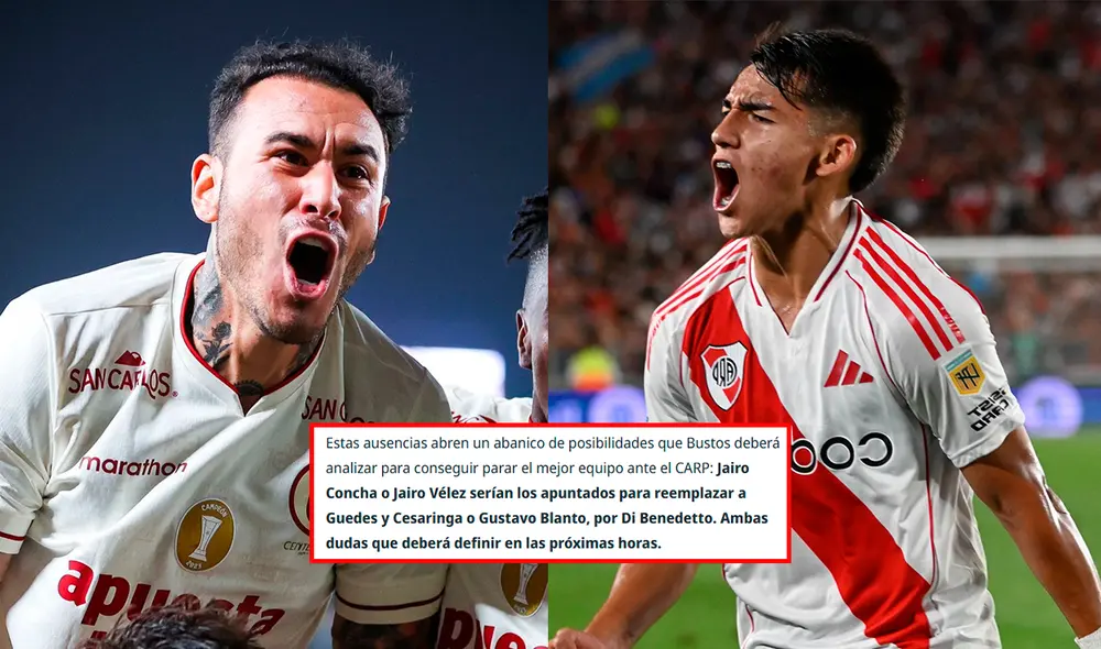 Diario argentino consideró a Gustavo Dulanto en el posible 11 de Universitario ante River Plate. Foto: composición LR/captura de Olé